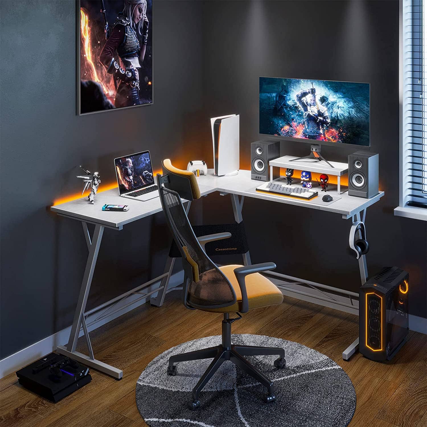 Casaottima Gaming Desk L Shaped Computer Desk